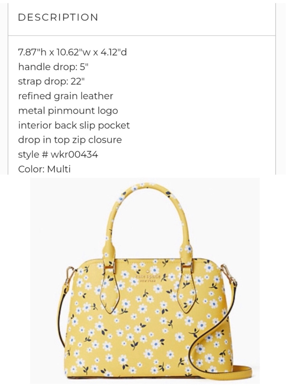 NWT Kate Spade New York Darcy Small Fleurette Floral Satchel New - Picture 8 of 9